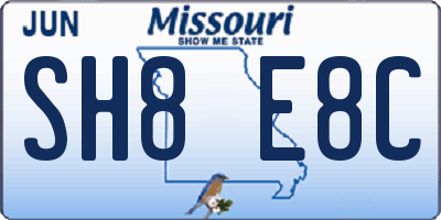 MO license plate SH8E8C
