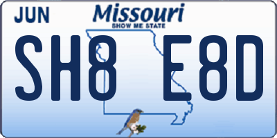 MO license plate SH8E8D