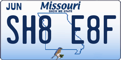 MO license plate SH8E8F