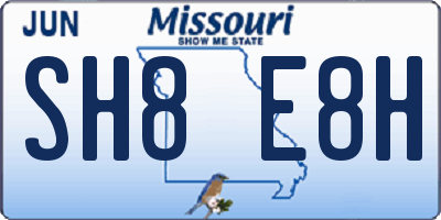 MO license plate SH8E8H