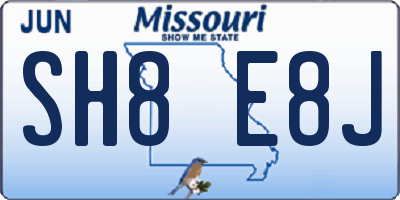 MO license plate SH8E8J