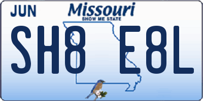 MO license plate SH8E8L
