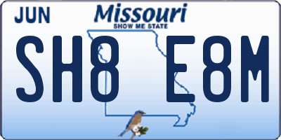 MO license plate SH8E8M