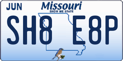 MO license plate SH8E8P