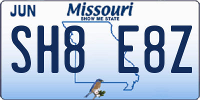 MO license plate SH8E8Z