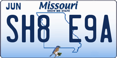 MO license plate SH8E9A