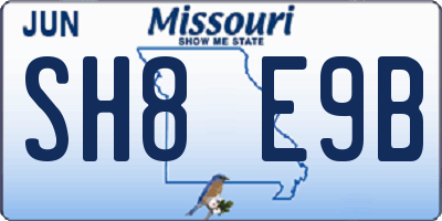 MO license plate SH8E9B