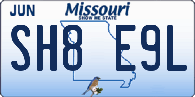 MO license plate SH8E9L