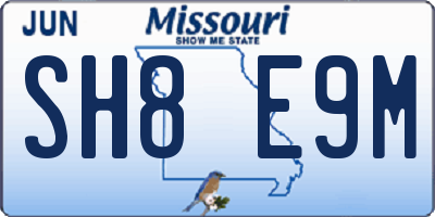 MO license plate SH8E9M