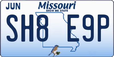 MO license plate SH8E9P