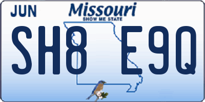 MO license plate SH8E9Q