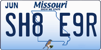 MO license plate SH8E9R