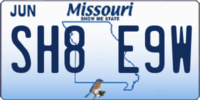 MO license plate SH8E9W