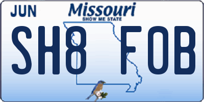 MO license plate SH8F0B
