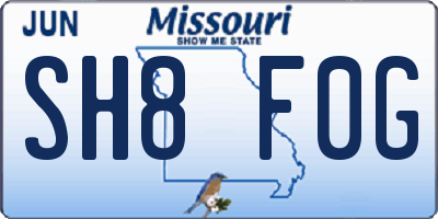 MO license plate SH8F0G