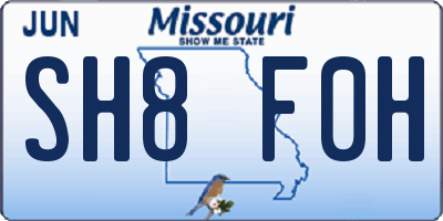 MO license plate SH8F0H