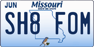 MO license plate SH8F0M