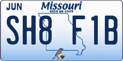 MO license plate SH8F1B