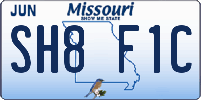 MO license plate SH8F1C
