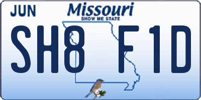 MO license plate SH8F1D