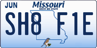 MO license plate SH8F1E