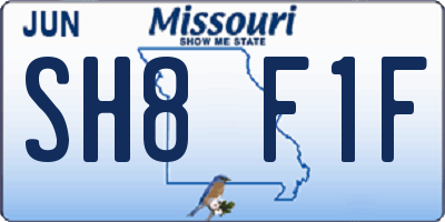 MO license plate SH8F1F