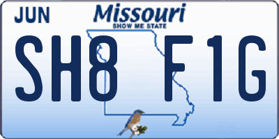 MO license plate SH8F1G