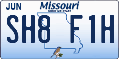 MO license plate SH8F1H