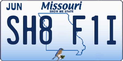 MO license plate SH8F1I
