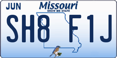 MO license plate SH8F1J