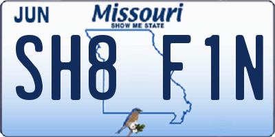 MO license plate SH8F1N
