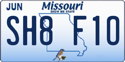 MO license plate SH8F1O