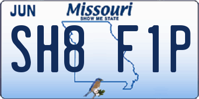 MO license plate SH8F1P