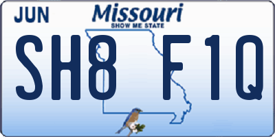 MO license plate SH8F1Q