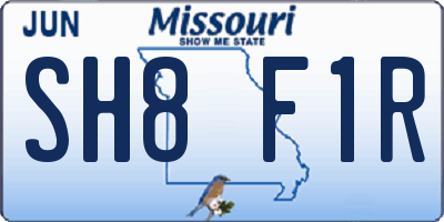 MO license plate SH8F1R