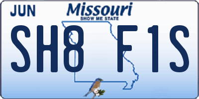 MO license plate SH8F1S