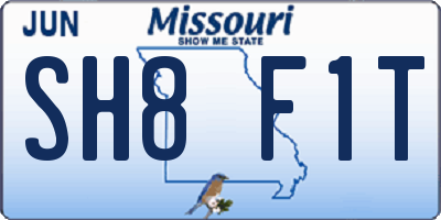 MO license plate SH8F1T