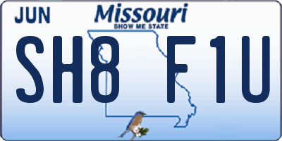 MO license plate SH8F1U