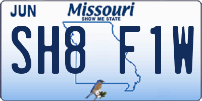 MO license plate SH8F1W