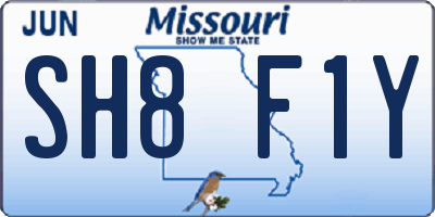 MO license plate SH8F1Y