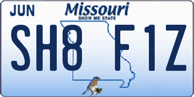 MO license plate SH8F1Z