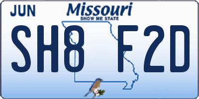 MO license plate SH8F2D