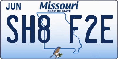 MO license plate SH8F2E