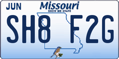 MO license plate SH8F2G