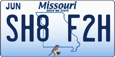 MO license plate SH8F2H