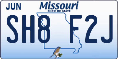 MO license plate SH8F2J