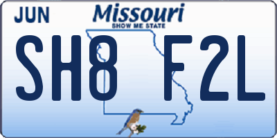 MO license plate SH8F2L