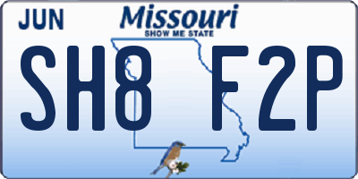 MO license plate SH8F2P