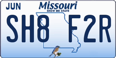 MO license plate SH8F2R