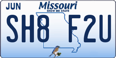 MO license plate SH8F2U